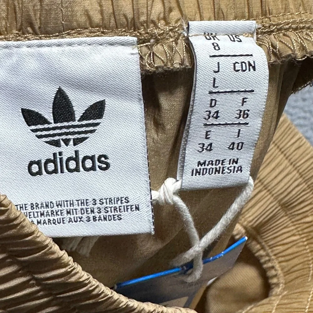 Adidas Originals Snap Track Pants Tan Black 3 Stripe Mens 34‎ NWT GN4274